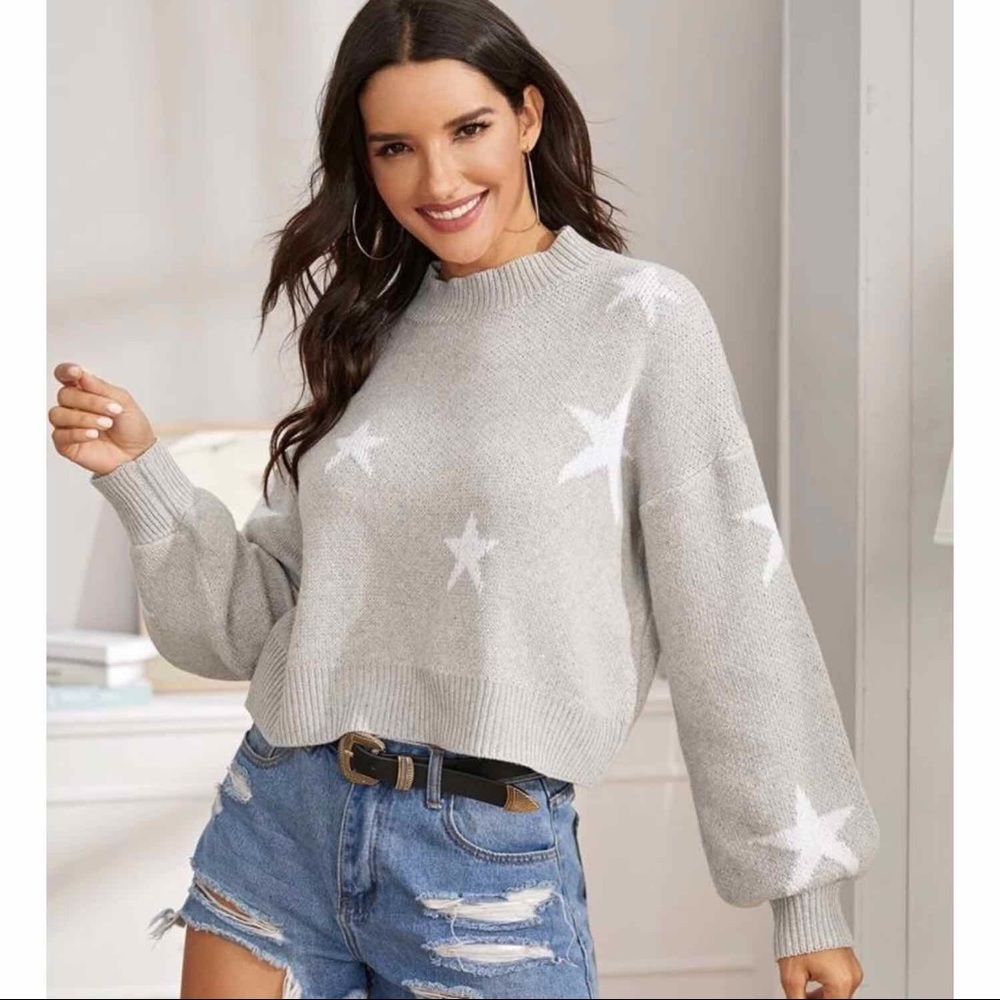New! Oversized chunky knit star cropped sweater